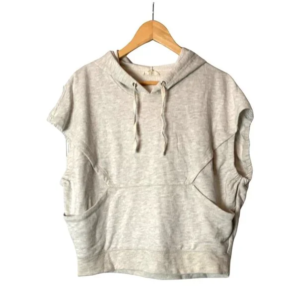 Jane + Delancey Light Gray Oversized Sleeveless 90's Style Hoodie Sweatshirt-Sma - Picture 2 of 13